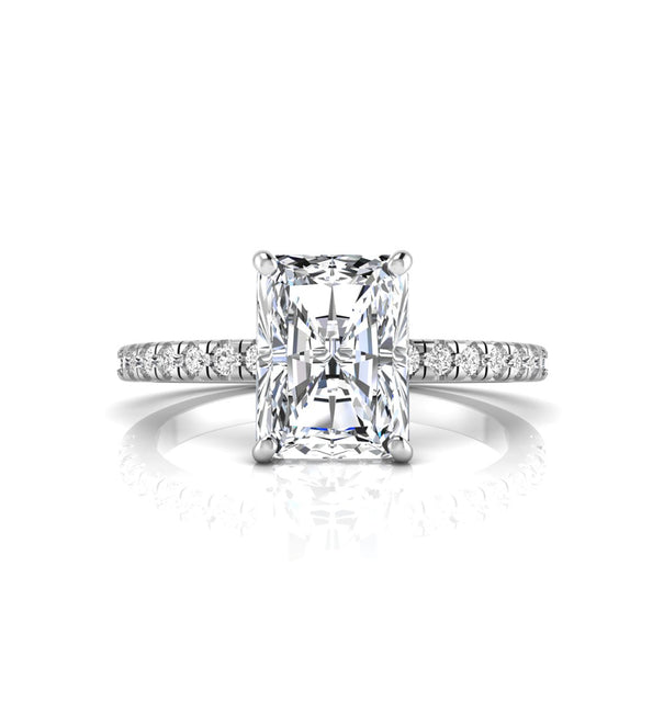 Radiant Moissanite Hidden Halo Engagement Ring