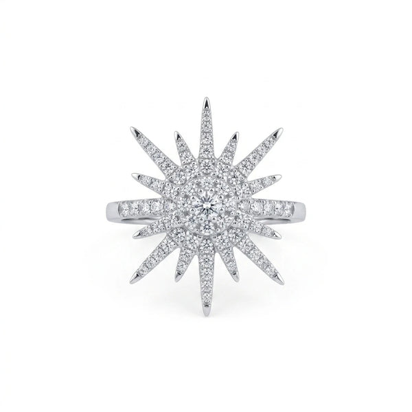 Sunburst Moissanite Statement Ring for Women