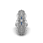 Openwork Filigree Art Deco Round & Baguette Stone Ring