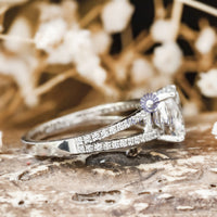 Oval With Round Moissanite Split Shank Wedding Ring