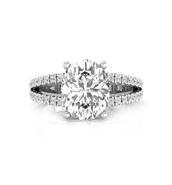 Oval With Round Moissanite Split Shank Wedding Ring