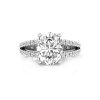 Oval With Round Moissanite Split Shank Wedding Ring