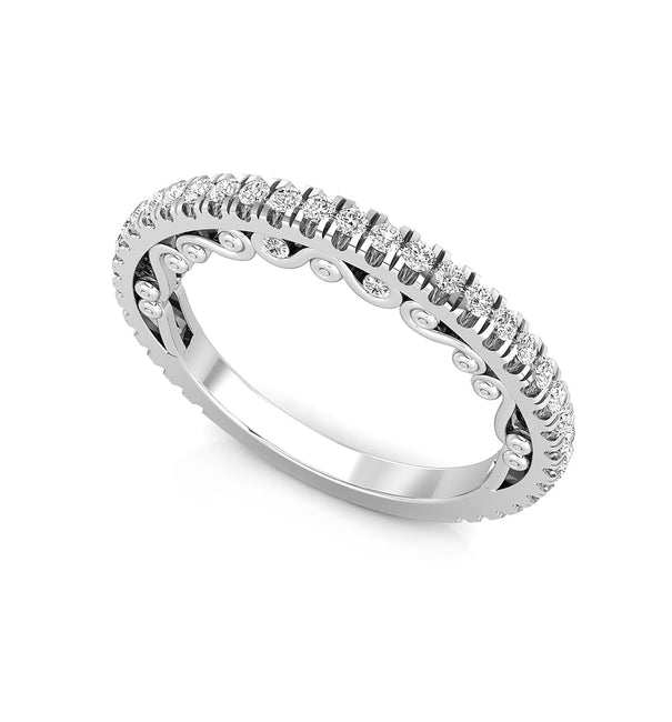 Round Cut Moissanite Pave Set Half Eternity Band Ring For Women