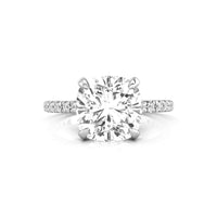 Cushion Cut Moissanite Solitaire Ring with Accent for Women