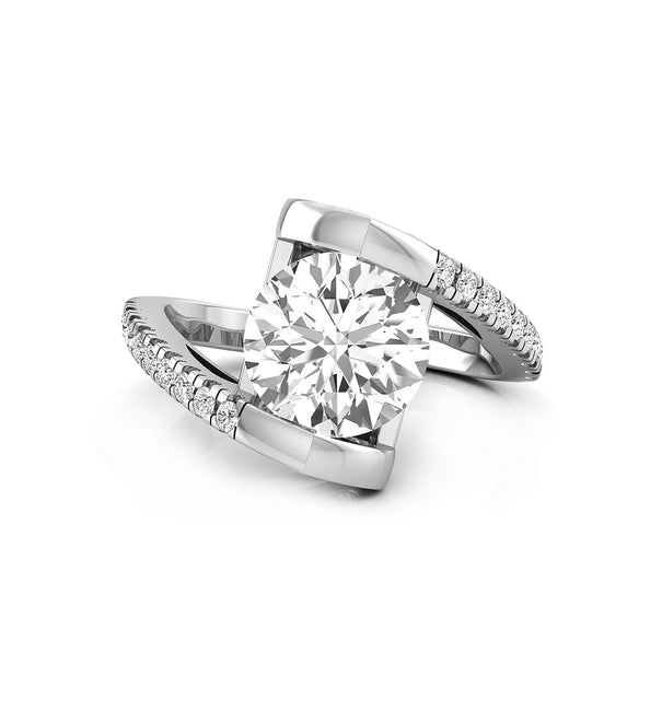 Round Moissanite Shank Tension Ring With Accent