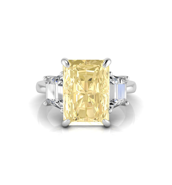 Radiant & Tapered Baguette CZ Three Stone Ring