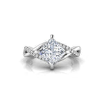 Princess & Round Moissanite Twisted Split Shank Ring