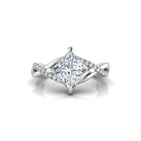 Princess & Round Moissanite Twisted Split Shank Ring