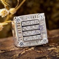 Square CZ Stone Men's Unique Ring