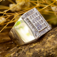 Square CZ Stone Men's Unique Ring