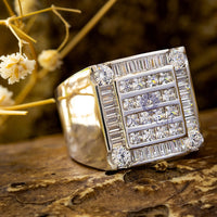 Square CZ Stone Men's Unique Ring