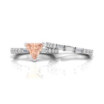 Morganite Triangle Stone Euro Shank Bridal Ring Set