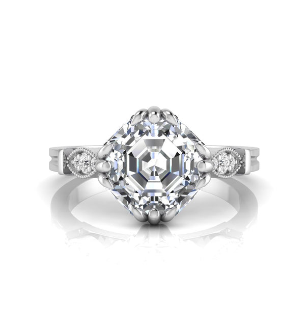 Octagon Shape Moissanite Seven Stone Ring