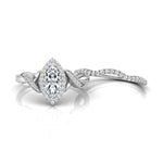 Marquise Cut Moissanite Halo Twisted Bridal Ring Set