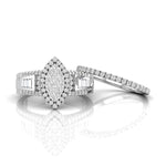 Round CZ Stone Marquise Shape Cluster Halo Ring Set