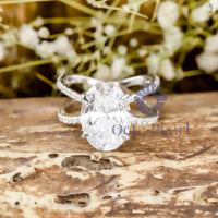 Oval & Round Cut Moissanite Split Shank Fashionable Wedding Proposal Ring