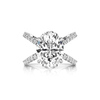 Oval & Round Cut Moissanite Split Shank Fashionable Wedding Proposal Ring