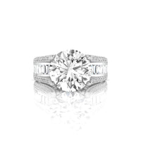 Round & Baguette Stone Bridge Shank Party Wear Ring
