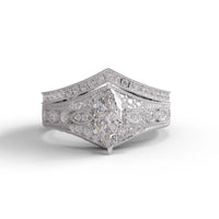 Marquise Moissanite Bridal Set (Vintage Halo) Engagement & Wedding Ring Set | 925 Sterling Silver | US 7.25