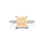 Champion Princess Cut CZ stone Hidden Halo Set Solitaire With Accent Promise Ring For Women's