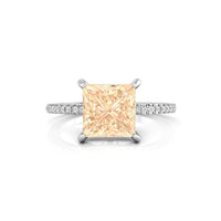 Champion Princess Cut CZ stone Hidden Halo Set Solitaire With Accent Promise Ring For Women's