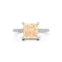 Champion Princess Cut CZ stone Hidden Halo Set Solitaire With Accent Promise Ring For Women's