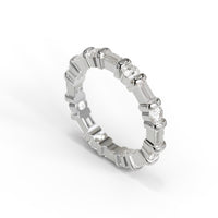 Round & Baguette Moissanite Dot Dash Eternity Band