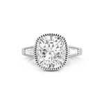 Bezel Set 3 Stone Art Deco Engagement Ring