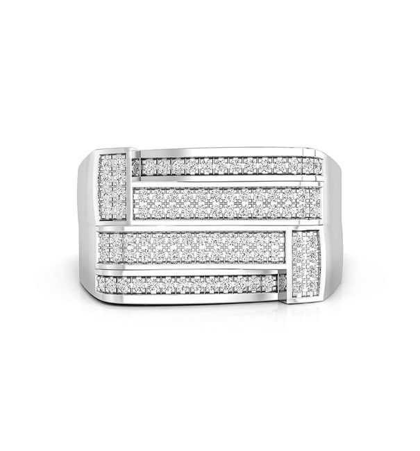 Square Fold Pave Set Round Cut Moissanite Men's Wedding Ring