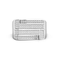 Square Fold Pave Set Round Cut Moissanite Men's Wedding Ring