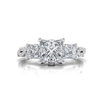 Princess CZ Three Stone Twisted Shank Wedding Ring