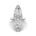 Rose Cut Pear & Round Moissanite Art Deco Navette Ring