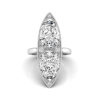 Rose Cut Pear & Round Moissanite Art Deco Navette Ring