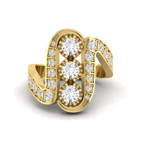 Round Cut Moissanite Three Stone Art Deco Vintage Ring For Wedding