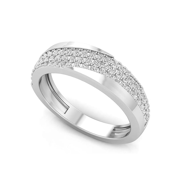 Men's Round Cut Moissanite Pave Set Half Eternity Wedding Band Ring In 925 Sterling Silver