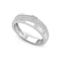 Men's Round Cut Moissanite Pave Set Half Eternity Wedding Band Ring In 925 Sterling Silver