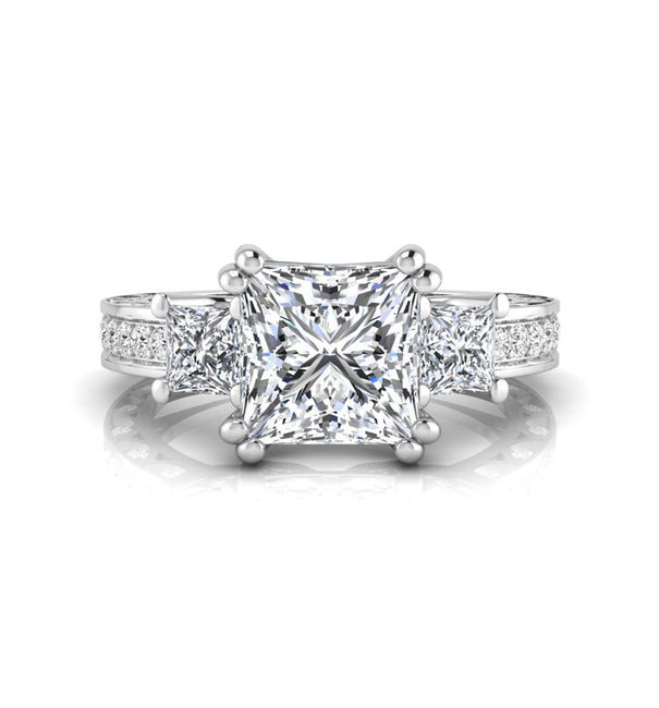 Princess CZ Three Stone Wedding Anniversary Ring