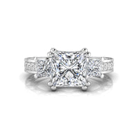 Princess CZ Three Stone Wedding Anniversary Ring