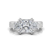 Princess CZ Three Stone Wedding Anniversary Ring