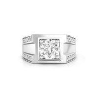 Solitaire With Accent Round Cut Moissanite Engagement & Wedding Ring For Men