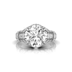 Milgrain Art Deco Vintage Look Round Moissanite Ring