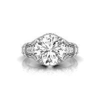 Milgrain Art Deco Vintage Look Round Moissanite Ring