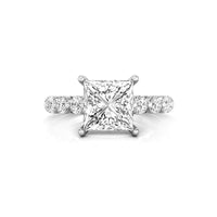 Round & Princess Cut Moissanite Solitaire With Accent Promise Ring For Women's