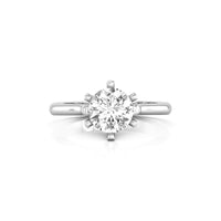 Round Cut Moissanite Filigree Shank Three Stone Bridge Accent Ring