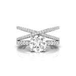 Round Moissanite Criss Cross Shank Fashion Ring