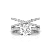 Round Moissanite Criss Cross Shank Fashion Ring