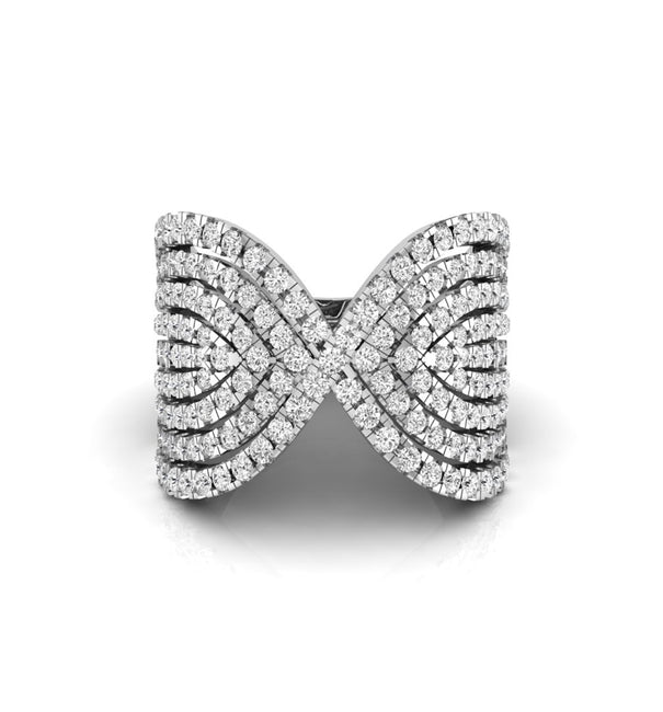 Round Moissanite Bow Inspired Criss-Cross Ring