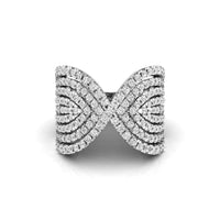 Round Moissanite Bow Inspired Criss-Cross Ring
