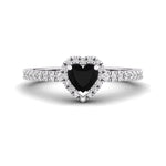 Black Heart Cut CZ Stone Frame Delicate Engagement Wedding Ring