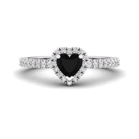 Black Heart Cut CZ Stone Frame Delicate Engagement Wedding Ring